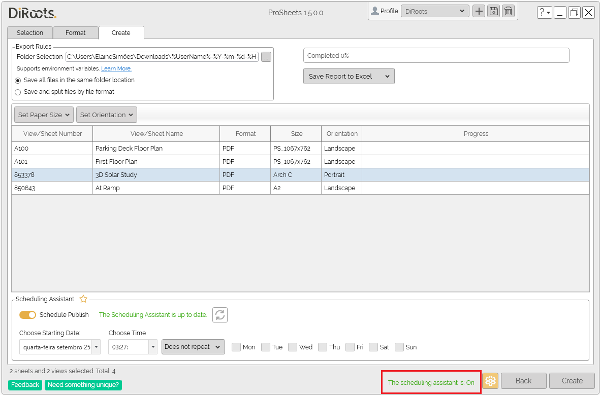 ProSheets - Scheduling Assitant on/off